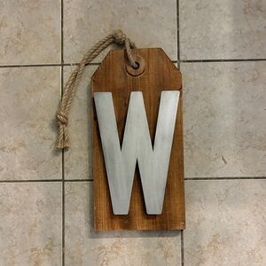 Kirklands Wooden Wall Art with White Letter 'W'